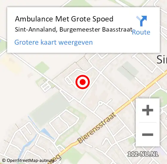 Locatie op kaart van de 112 melding: Ambulance Met Grote Spoed Naar Sint-Annaland, Burgemeester Baasstraat op 22 mei 2018 17:51