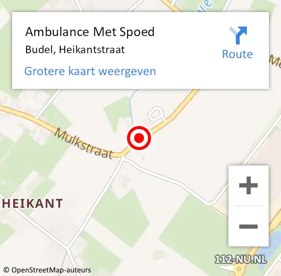 Locatie op kaart van de 112 melding: Ambulance Met Spoed Naar Budel, Heikantstraat op 22 mei 2018 18:08