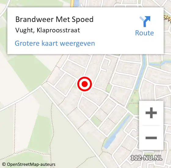 Locatie op kaart van de 112 melding: Brandweer Met Spoed Naar Vught, Klaproosstraat op 22 mei 2018 18:09