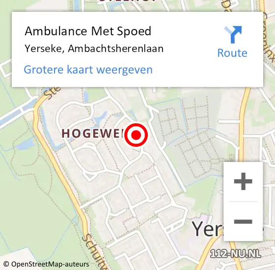 Locatie op kaart van de 112 melding: Ambulance Met Spoed Naar Yerseke, Ambachtsherenlaan op 22 mei 2018 18:44