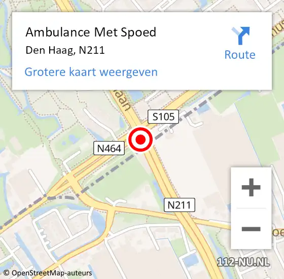 Locatie op kaart van de 112 melding: Ambulance Met Spoed Naar Den Haag, N211 op 22 mei 2018 19:45