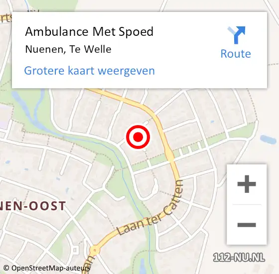 Locatie op kaart van de 112 melding: Ambulance Met Spoed Naar Nuenen, Te Welle op 22 mei 2018 19:48