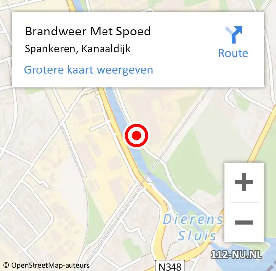 Locatie op kaart van de 112 melding: Brandweer Met Spoed Naar Spankeren, Kanaaldijk op 22 mei 2018 20:05