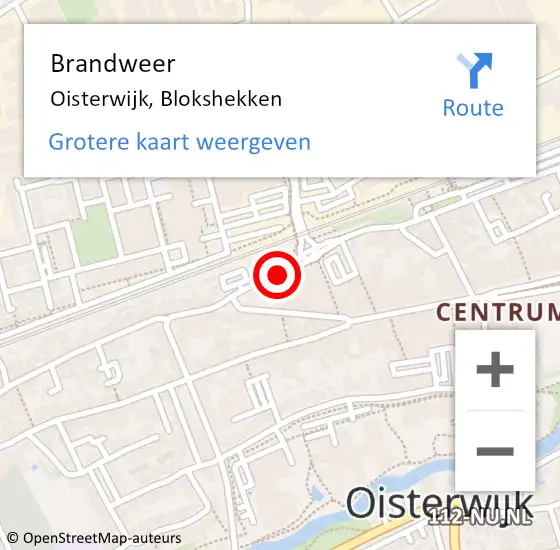 Locatie op kaart van de 112 melding: Brandweer Oisterwijk, Blokshekken op 22 mei 2018 20:07