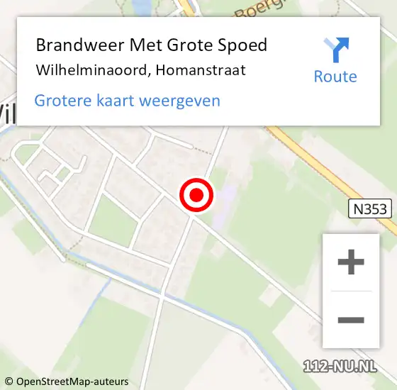 Locatie op kaart van de 112 melding: Brandweer Met Grote Spoed Naar Wilhelminaoord, Homanstraat op 22 mei 2018 20:39