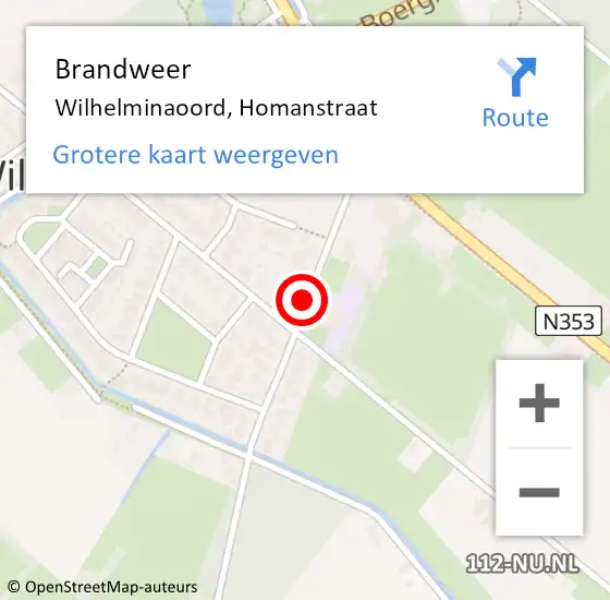 Locatie op kaart van de 112 melding: Brandweer Wilhelminaoord, Homanstraat op 22 mei 2018 20:41