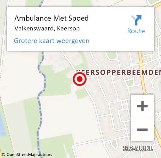 Locatie op kaart van de 112 melding: Ambulance Met Spoed Naar Valkenswaard, Keersop op 22 mei 2018 20:42