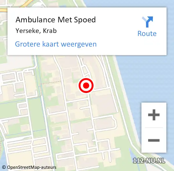 Locatie op kaart van de 112 melding: Ambulance Met Spoed Naar Yerseke, Krab op 22 mei 2018 21:57