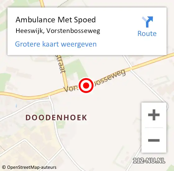 Locatie op kaart van de 112 melding: Ambulance Met Spoed Naar Heeswijk, Vorstenbosseweg op 22 mei 2018 22:35