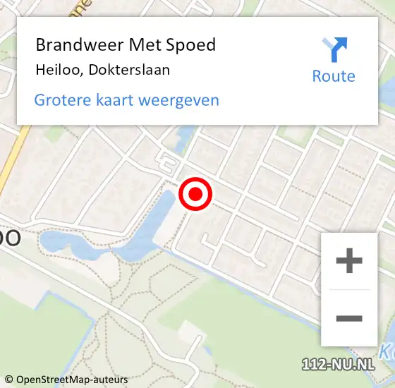 Locatie op kaart van de 112 melding: Brandweer Met Spoed Naar Heiloo, Dokterslaan op 22 mei 2018 22:56