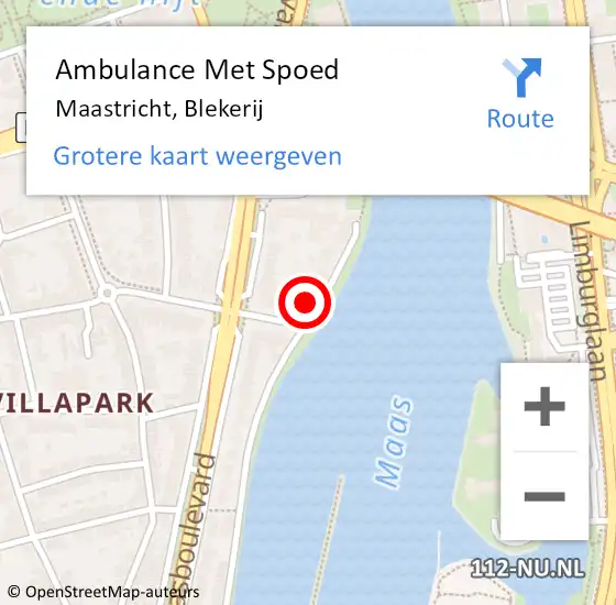 Locatie op kaart van de 112 melding: Ambulance Met Spoed Naar Maastricht, Blekerij op 25 februari 2014 12:12