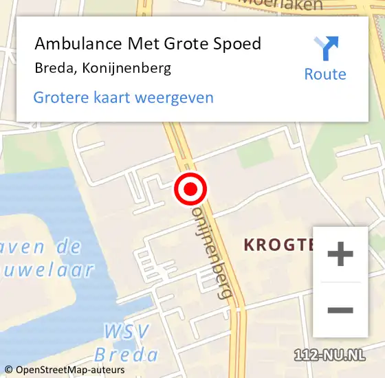 Locatie op kaart van de 112 melding: Ambulance Met Grote Spoed Naar Breda, Konijnenberg op 22 mei 2018 23:34