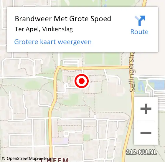 Locatie op kaart van de 112 melding: Brandweer Met Grote Spoed Naar Ter Apel, Vinkenslag op 22 mei 2018 23:41