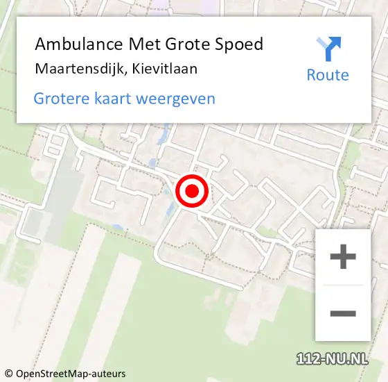 Locatie op kaart van de 112 melding: Ambulance Met Grote Spoed Naar Maartensdijk, Kievitlaan op 22 mei 2018 23:46