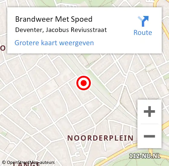 Locatie op kaart van de 112 melding: Brandweer Met Spoed Naar Deventer, Jacobus Reviusstraat op 23 mei 2018 00:04