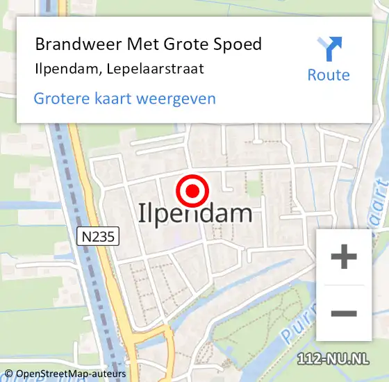 Locatie op kaart van de 112 melding: Brandweer Met Grote Spoed Naar Ilpendam, Lepelaarstraat op 23 mei 2018 00:40