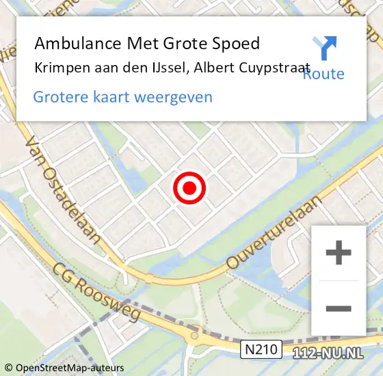 Locatie op kaart van de 112 melding: Ambulance Met Grote Spoed Naar Krimpen aan den IJssel, Albert Cuypstraat op 23 mei 2018 03:34