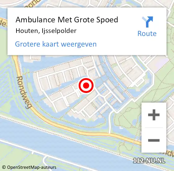 Locatie op kaart van de 112 melding: Ambulance Met Grote Spoed Naar Houten, Ijsselpolder op 23 mei 2018 04:01