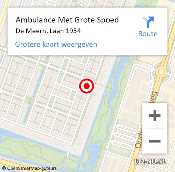 Locatie op kaart van de 112 melding: Ambulance Met Grote Spoed Naar De Meern, Laan 1954 op 23 mei 2018 04:15