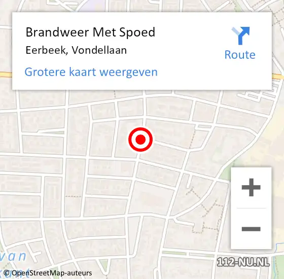 Locatie op kaart van de 112 melding: Brandweer Met Spoed Naar Eerbeek, Vondellaan op 23 mei 2018 04:21