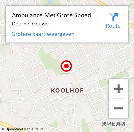 Locatie op kaart van de 112 melding: Ambulance Met Grote Spoed Naar Deurne, Gouwe op 23 mei 2018 04:31