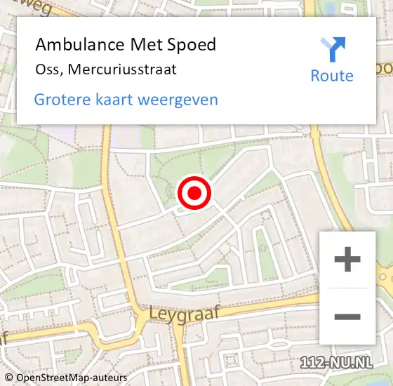 Locatie op kaart van de 112 melding: Ambulance Met Spoed Naar Oss, Mercuriusstraat op 23 mei 2018 06:45