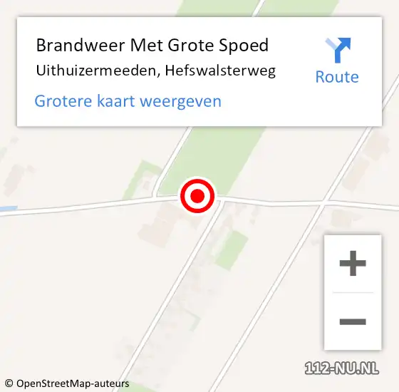 Locatie op kaart van de 112 melding: Brandweer Met Grote Spoed Naar Uithuizermeeden, Hefswalsterweg op 23 mei 2018 08:23