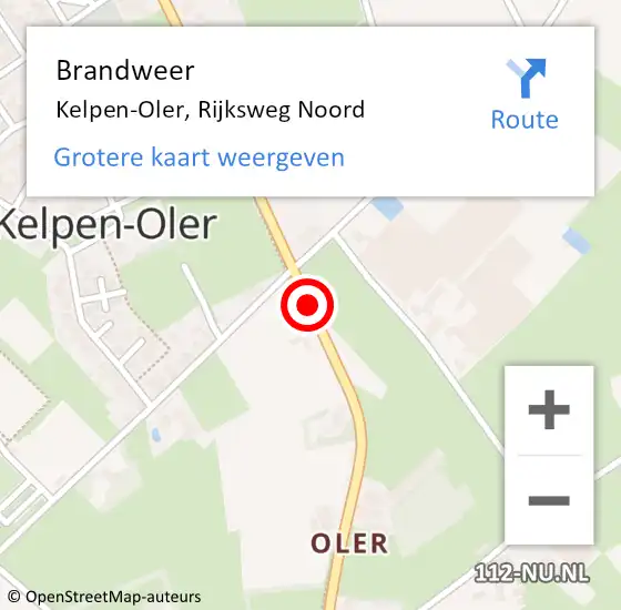 Locatie op kaart van de 112 melding: Brandweer Kelpen-Oler op 23 mei 2018 09:01