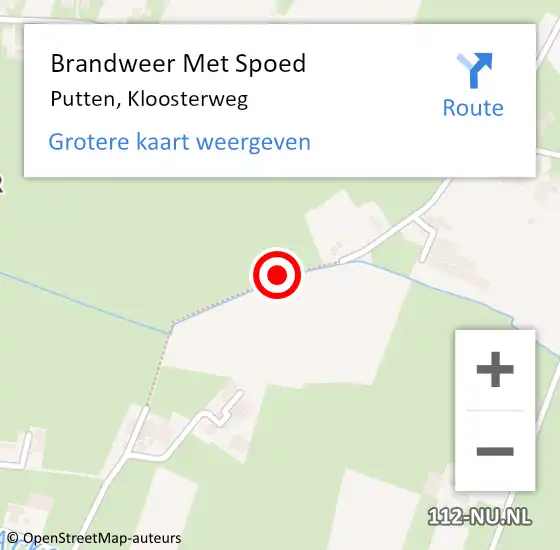 Locatie op kaart van de 112 melding: Brandweer Met Spoed Naar Putten, Kloosterweg op 23 mei 2018 10:15