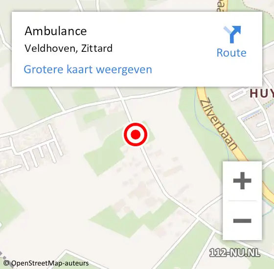 Locatie op kaart van de 112 melding: Ambulance Veldhoven, Zittard op 23 mei 2018 10:19