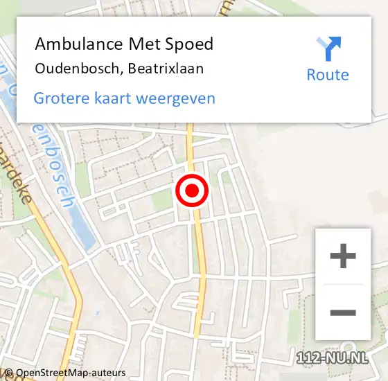 Locatie op kaart van de 112 melding: Ambulance Met Spoed Naar Oudenbosch, Beatrixlaan op 23 mei 2018 10:45