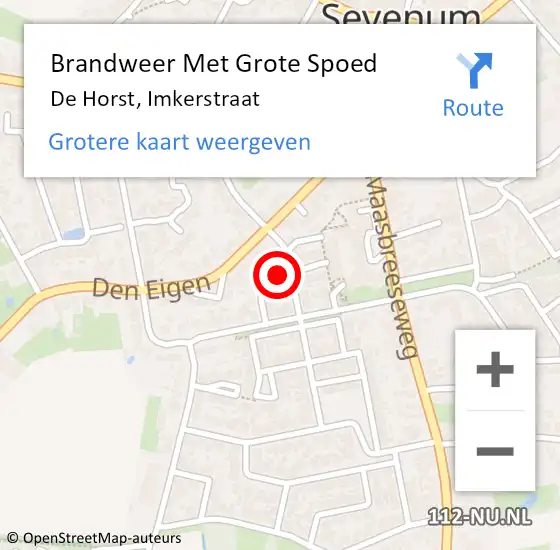 Locatie op kaart van de 112 melding: Brandweer Met Grote Spoed Naar De Horst, Imkerstraat op 23 mei 2018 11:44