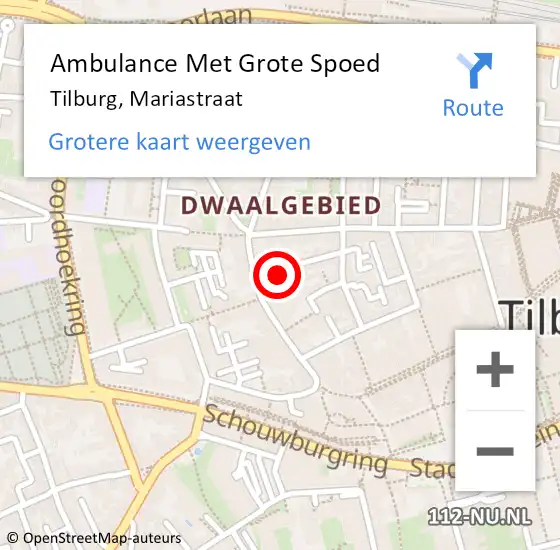 Locatie op kaart van de 112 melding: Ambulance Met Grote Spoed Naar Tilburg, Mariastraat op 23 september 2013 15:51