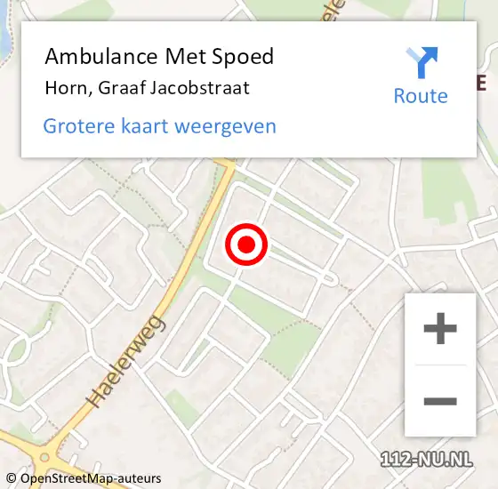 Locatie op kaart van de 112 melding: Ambulance Met Spoed Naar Horn, Graaf Jacobstraat op 23 mei 2018 12:44