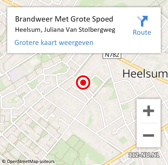 Locatie op kaart van de 112 melding: Brandweer Met Grote Spoed Naar Heelsum, Juliana Van Stolbergweg op 23 mei 2018 13:05