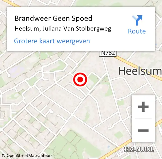 Locatie op kaart van de 112 melding: Brandweer Geen Spoed Naar Heelsum, Juliana Van Stolbergweg op 23 mei 2018 13:08