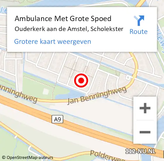 Locatie op kaart van de 112 melding: Ambulance Met Grote Spoed Naar Ouderkerk aan de Amstel, Scholekster op 23 mei 2018 13:52