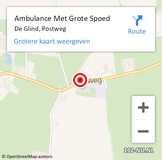 Locatie op kaart van de 112 melding: Ambulance Met Grote Spoed Naar De Glind, Postweg op 23 mei 2018 16:57