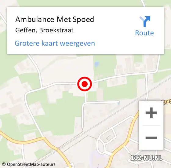 Locatie op kaart van de 112 melding: Ambulance Met Spoed Naar Geffen, Broekstraat op 23 mei 2018 17:01