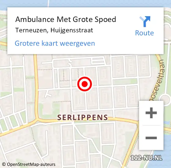 Locatie op kaart van de 112 melding: Ambulance Met Grote Spoed Naar Terneuzen, Huijgensstraat op 23 mei 2018 17:08