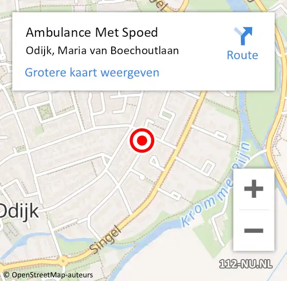 Locatie op kaart van de 112 melding: Ambulance Met Spoed Naar Odijk, Maria van Boechoutlaan op 23 mei 2018 17:20