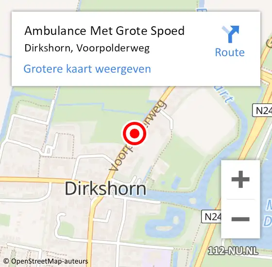 Locatie op kaart van de 112 melding: Ambulance Met Grote Spoed Naar Dirkshorn, Voorpolderweg op 23 mei 2018 17:26