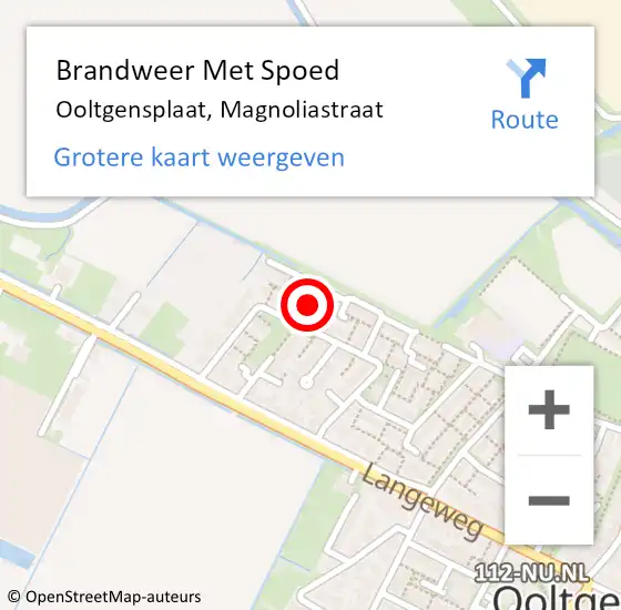 Locatie op kaart van de 112 melding: Brandweer Met Spoed Naar Ooltgensplaat, Magnoliastraat op 23 mei 2018 17:26