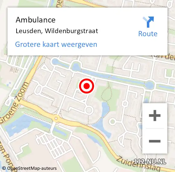 Locatie op kaart van de 112 melding: Ambulance Leusden, Wildenburgstraat op 23 mei 2018 17:48