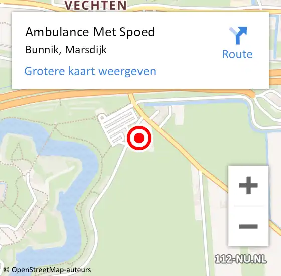 Locatie op kaart van de 112 melding: Ambulance Met Spoed Naar Bunnik, Marsdijk op 23 mei 2018 17:51