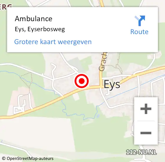 Locatie op kaart van de 112 melding: Ambulance Eys, Eyserbosweg op 25 februari 2014 13:20