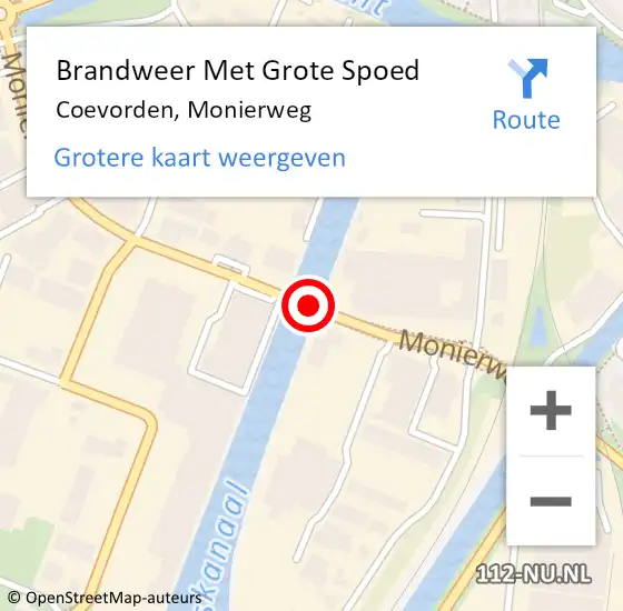 Locatie op kaart van de 112 melding: Brandweer Met Grote Spoed Naar Coevorden, Monierweg op 23 mei 2018 18:37