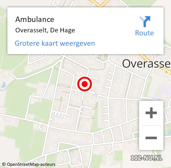 Locatie op kaart van de 112 melding: Ambulance Overasselt, De Hage op 23 mei 2018 19:15