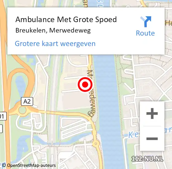 Locatie op kaart van de 112 melding: Ambulance Met Grote Spoed Naar Breukelen, Merwedeweg op 23 mei 2018 19:29