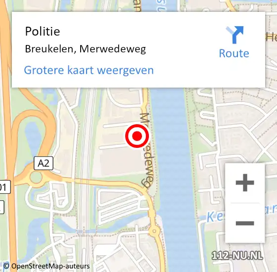 Locatie op kaart van de 112 melding: Politie Breukelen, Merwedeweg op 23 mei 2018 19:52